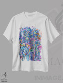 تیشرت سفید طرح دار – تیشرت آبستره ,طوفان رعد و برق اثر مورین کلافی فروشگاه ایماژ