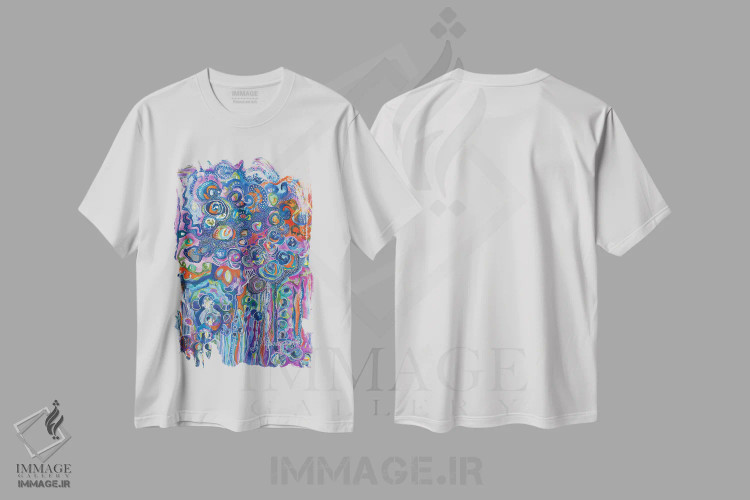 تیشرت سفید طرح دار – تیشرت آبستره ,طوفان رعد و برق اثر مورین کلافی فروشگاه ایماژ