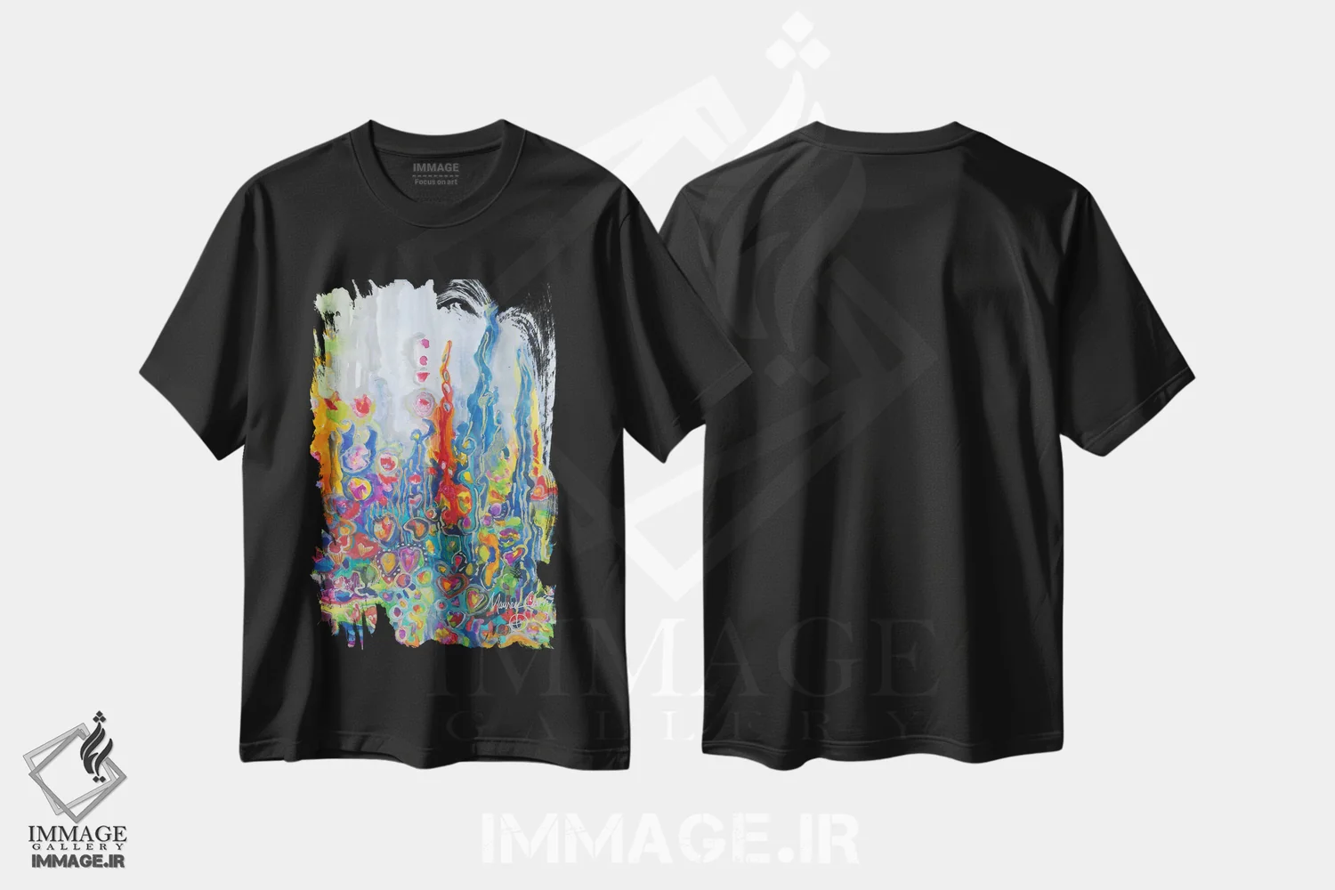 تیشرت مشکی طرح دار – تیشرت هنری ,قلب به یاد می آورد اثر مورین کلافی immage.ir