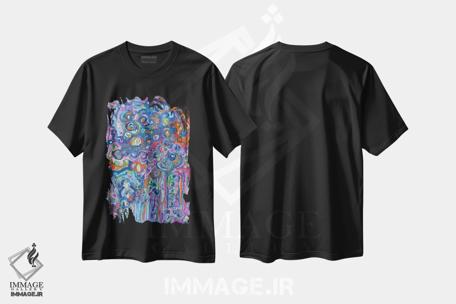 تیشرت مشکی طرح دار – تیشرت آبستره ,طوفان رعد و برق اثر مورین کلافی immage.ir