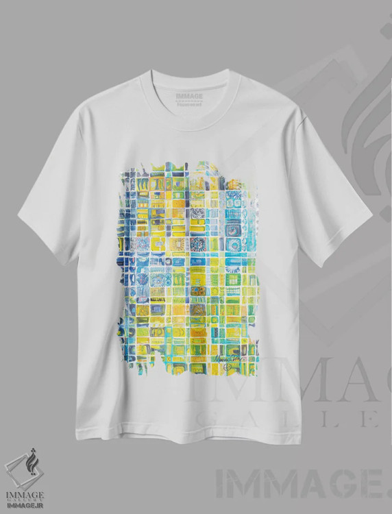 تیشرت سفید طرح دار – تیشرت هندسی ,آنی اثر مورین کلافی فروشگاه ایماژ