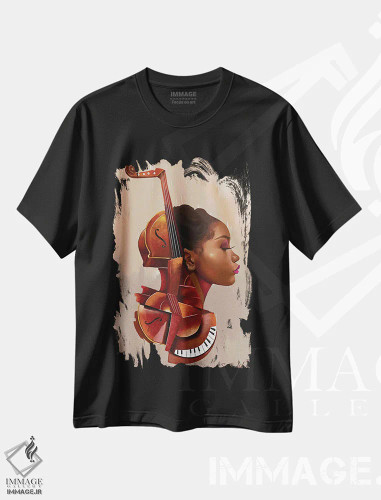 تیشرت مشکی طرح دار – تیشرت موسیقی ,جاذبه آمانتی اثر سلام محمد فروشگاه ایماژ
