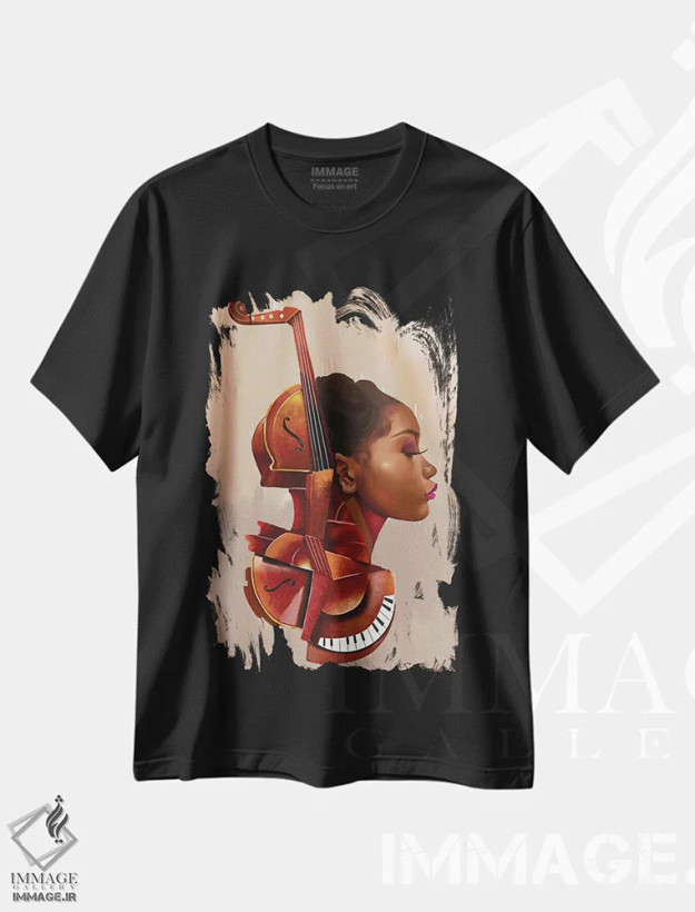 تیشرت مشکی طرح دار – تیشرت موسیقی ,جاذبه آمانتی اثر سلام محمد فروشگاه ایماژ