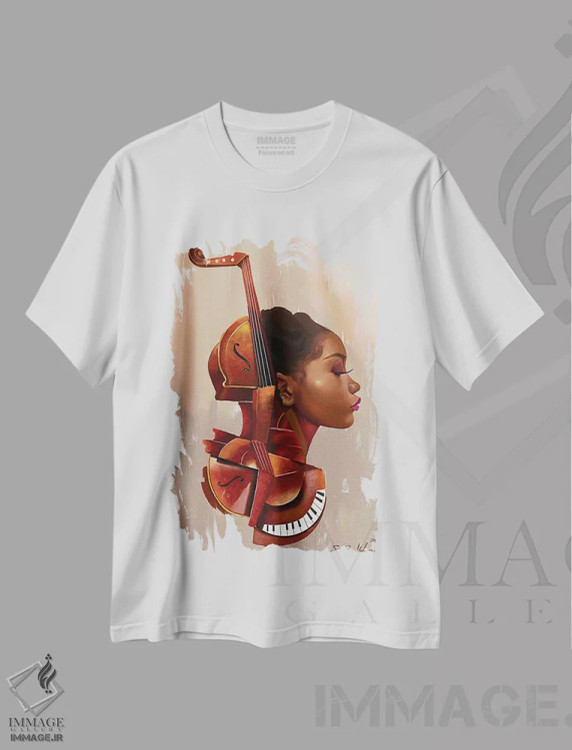 تیشرت سفید طرح دار – تیشرت موسیقی ,جاذبه آمانتی اثر سلام محمد immage.ir
