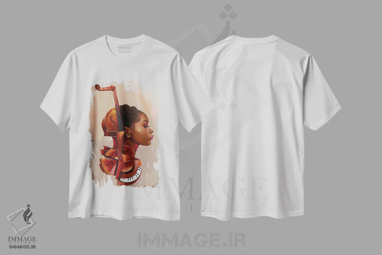 تیشرت سفید طرح دار – تیشرت موسیقی ,جاذبه آمانتی اثر سلام محمد immage.ir