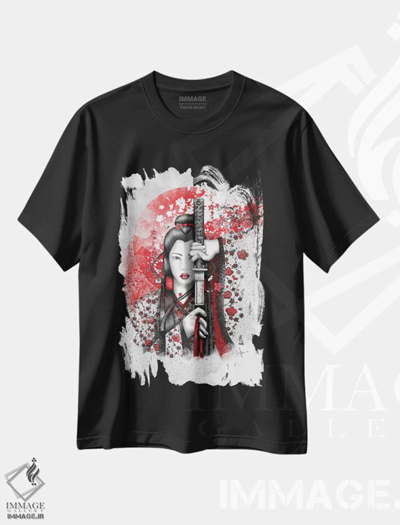 تیشرت مشکی طرح دار – تیشرت آسیایی ,کاتسومی اثر مارین لوپ immage.ir