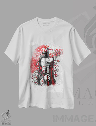 تیشرت سفید طرح دار – تیشرت آسیایی ,کاتسومی اثر مارین لوپ فروشگاه ایماژ