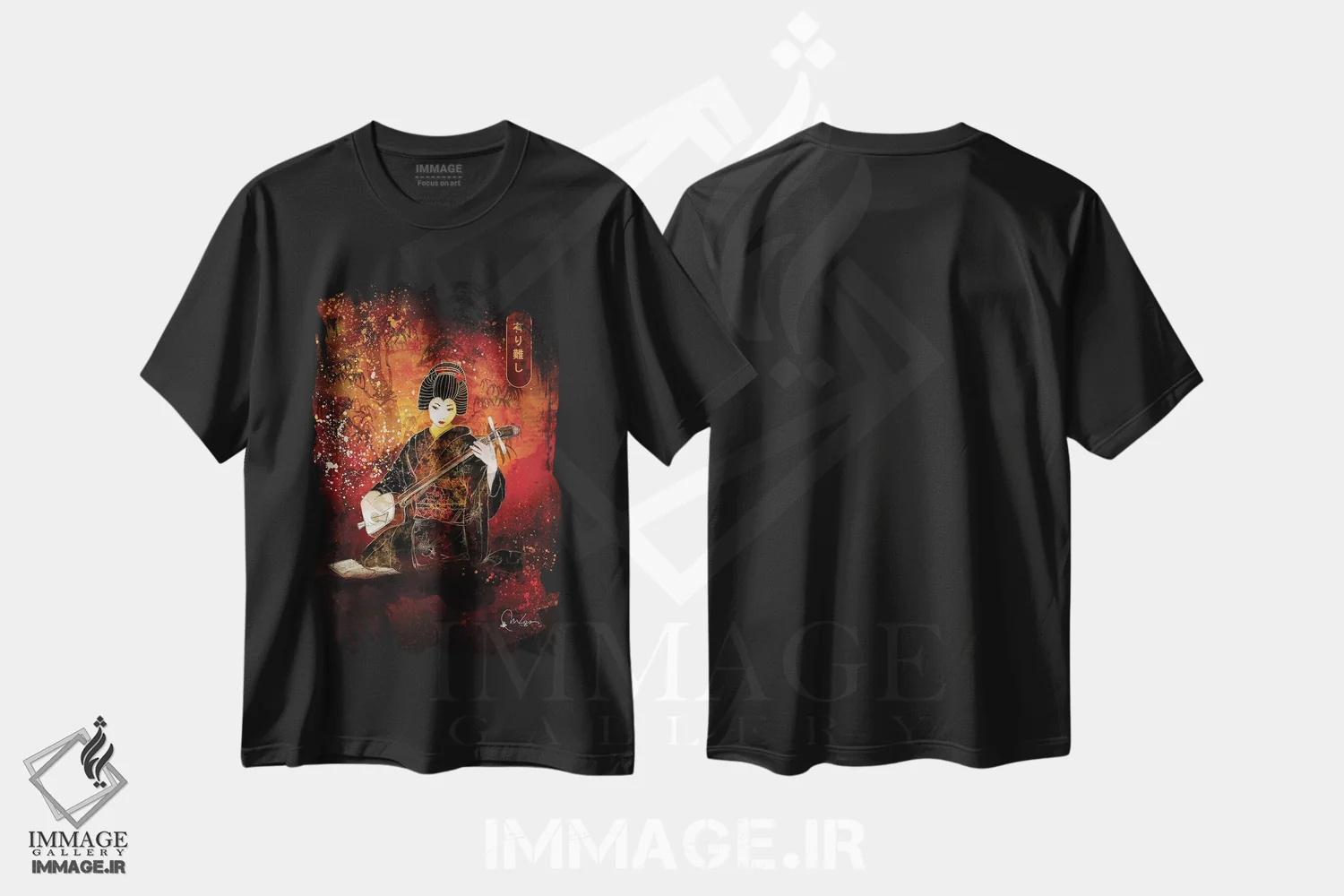 تیشرت مشکی طرح دار – تیشرت هنری ,آریگاتو اثر مارین لوپ فروشگاه ایماژ
