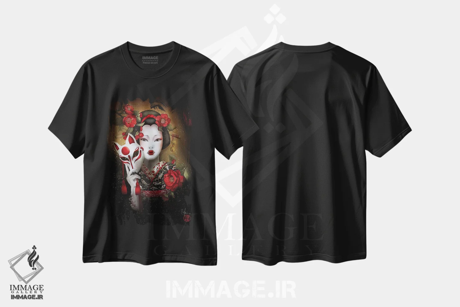تیشرت مشکی طرح دار – تیشرت اسطوره ای ,کیتسونه اثر مارین لوپ immage.ir