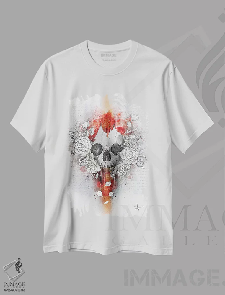 تیشرت سفید طرح دار – تیشرت فانتزی ,بگذار زندگی نو آغاز شود اثر مارین لوپ immage.ir