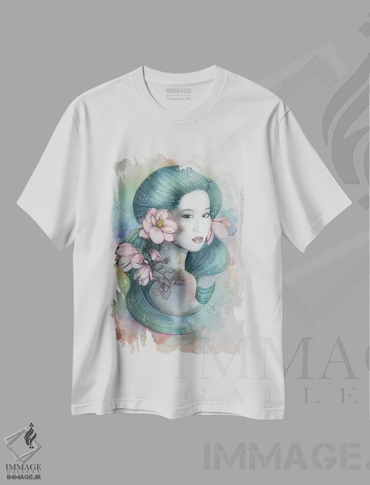 تیشرت سفید طرح دار – تیشرت گلدار هنری ,ماگنولیاها در غروب اثر مارین لوپ immage.ir