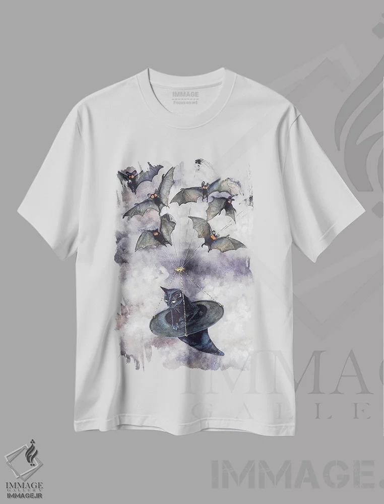 تیشرت سفید طرح دار – تیشرت فانتزی ,بت موبیل اثر مگی واندواله فروشگاه ایماژ