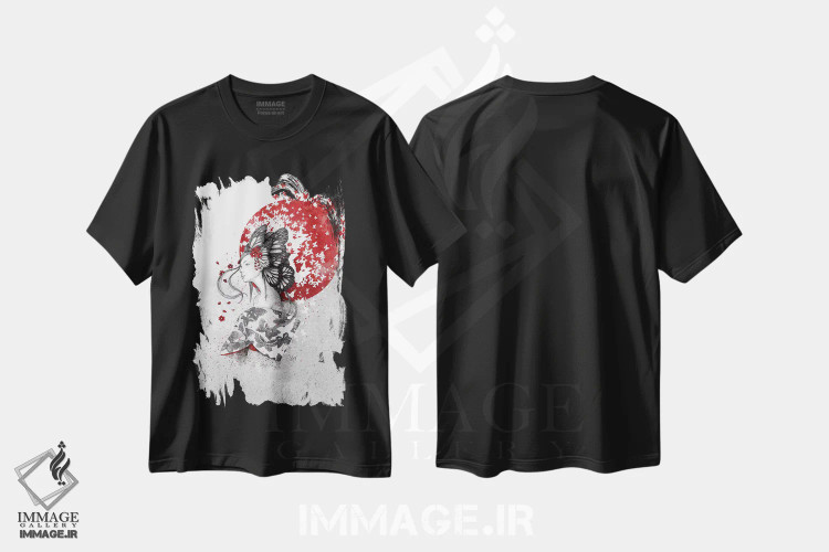 تیشرت مشکی طرح دار – تیشرت هنری زنانه ,بانوی پروانه اثر مارین لوپ immage.ir