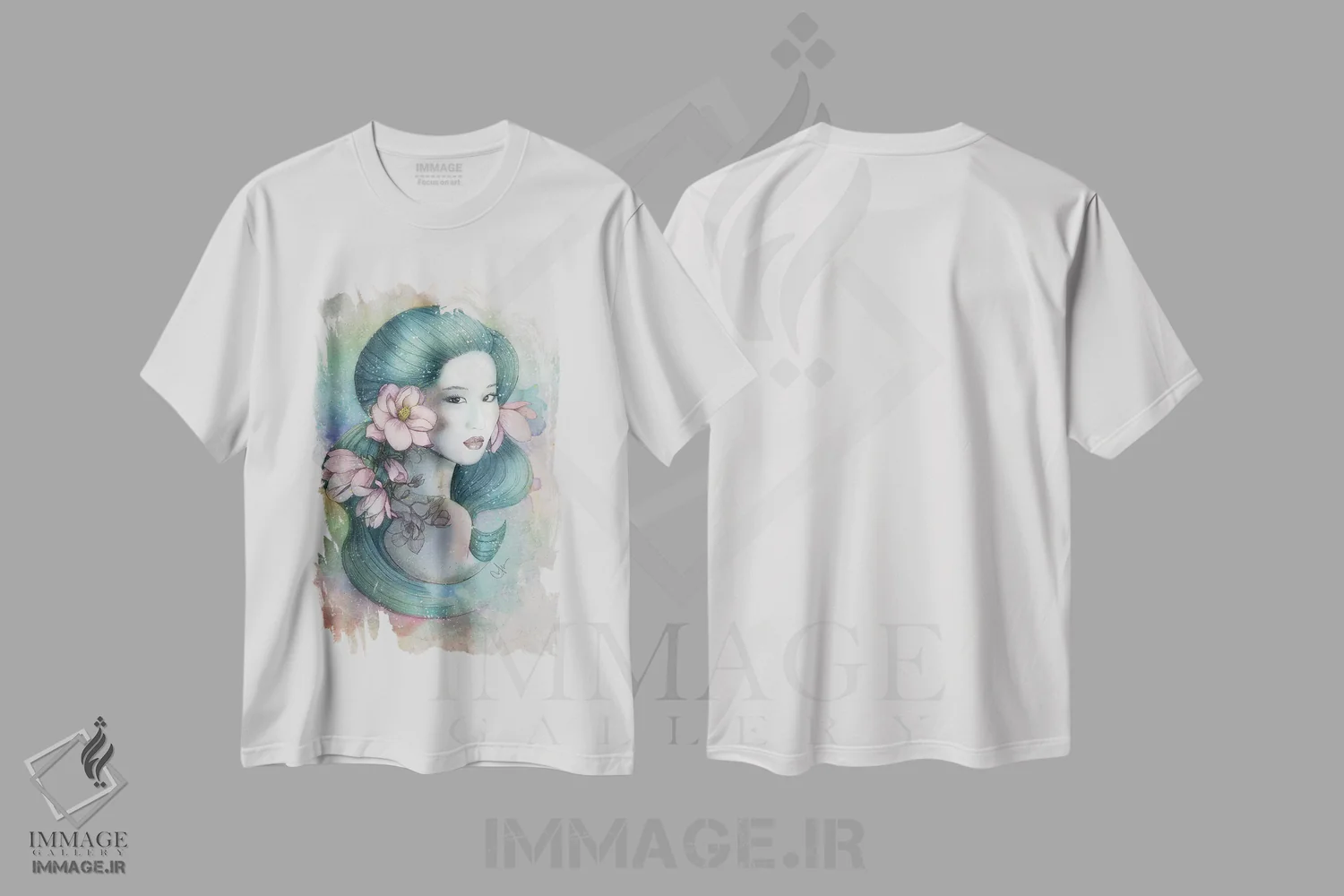 تیشرت سفید طرح دار – تیشرت گلدار هنری ,ماگنولیاها در غروب اثر مارین لوپ immage.ir