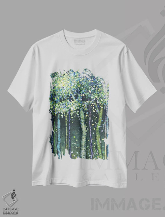 تیشرت سفید طرح دار – تیشرت طبیعت ,اعتدال بهاری اثر مگی واندواله immage.ir