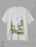 تیشرت سفید طرح دار – تیشرت گلی ,سرگردان اثر مگی واندواله فروشگاه ایماژ