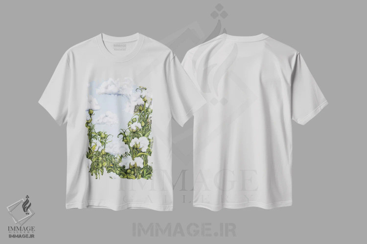 تیشرت سفید طرح دار – تیشرت گلی ,سرگردان اثر مگی واندواله فروشگاه ایماژ