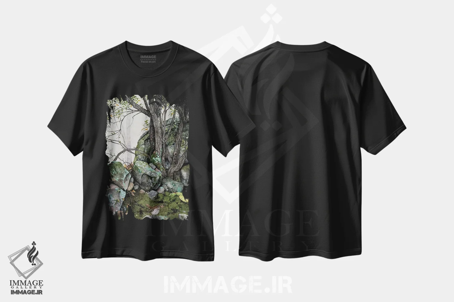 تیشرت مشکی طرح دار – تیشرت طبیعت ,شکاف ها اثر مگی واندواله immage.ir