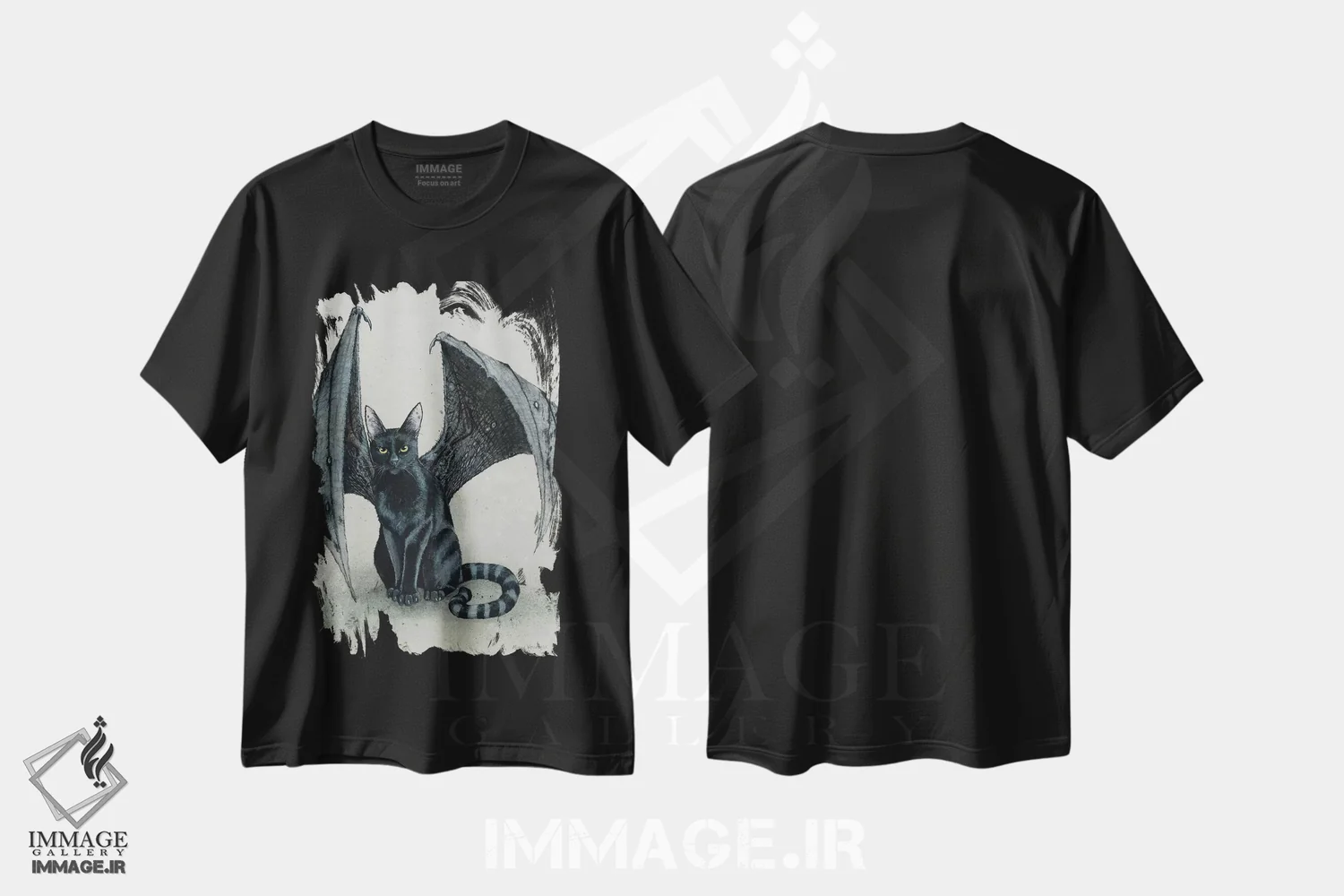 تیشرت مشکی طرح دار – تیشرت گوتیک ,گربه دیوانهٔ شهری اثر مگی واندواله immage.ir