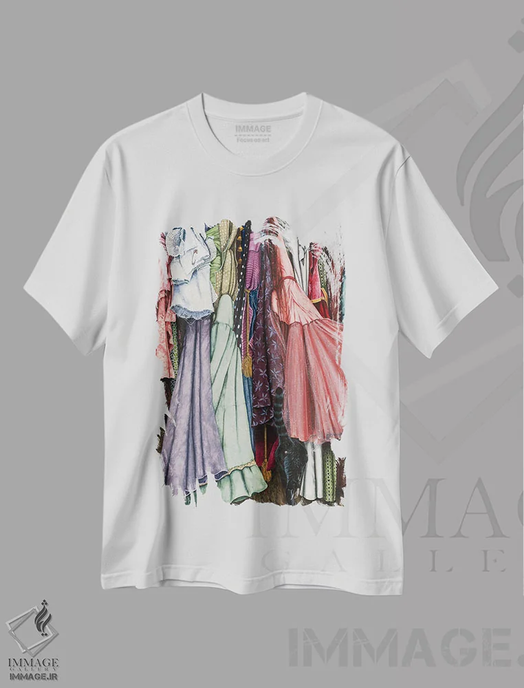 تیشرت سفید طرح دار – تیشرت هنری ,عتیقه یا کلاسیک اثر مگی واندواله فروشگاه ایماژ