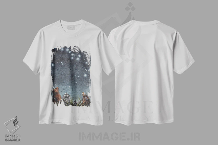 تیشرت سفید طرح دار – تیشرت فانتزی ,صورت های فلکی اثر مگی واندواله فروشگاه ایماژ