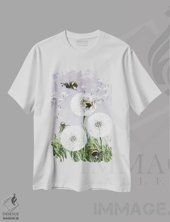 تیشرت سفید طرح دار – تیشرت گل دار ,زنبورهای شیک پوش اثر مگی واندواله فروشگاه ایماژ
