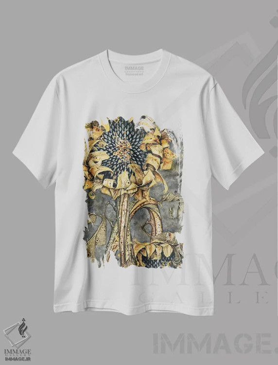 تیشرت سفید طرح دار – تیشرت گل دار ,گل غروب اثر مگی واندواله فروشگاه ایماژ
