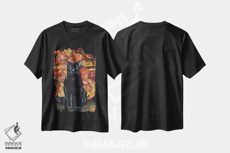 تیشرت مشکی طرح دار – تیشرت فانتزی ,گربه هراسی اثر مگی واندواله immage.ir