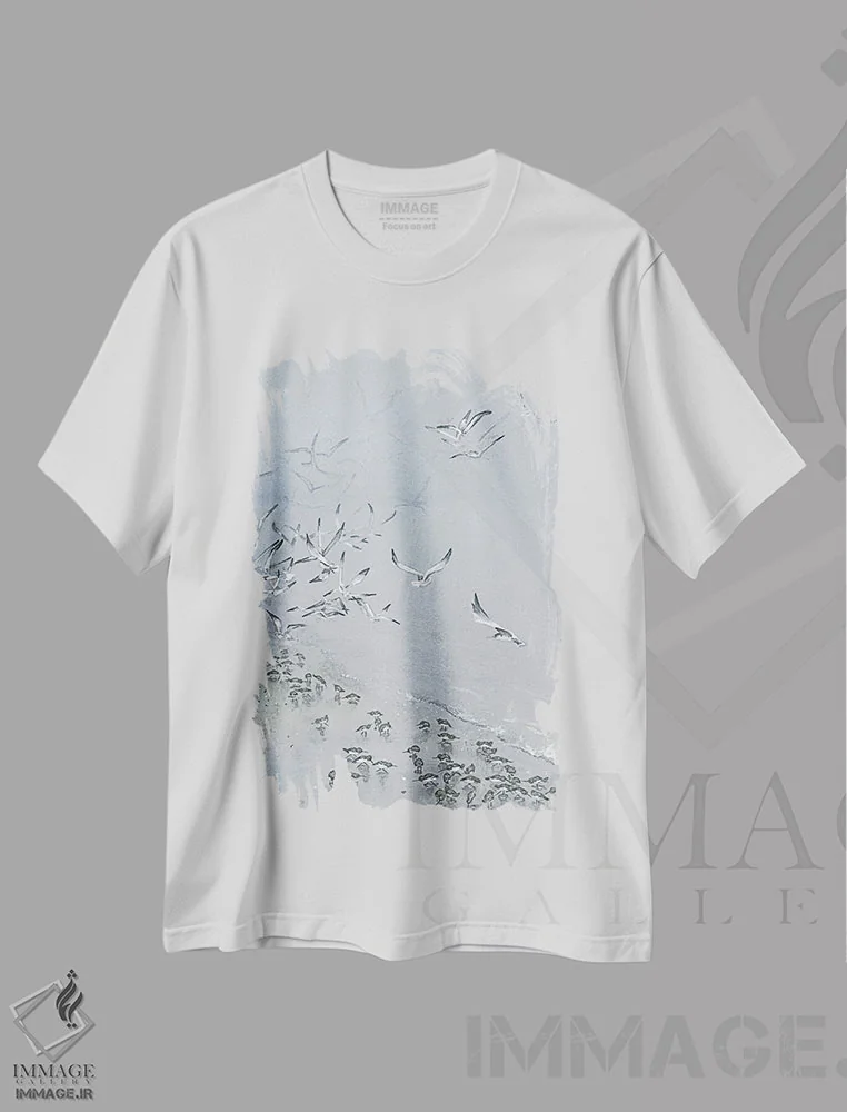 تیشرت سفید طرح دار – تیشرت طبیعت ,در محاصره مه اثر مگی واندواله immage.ir