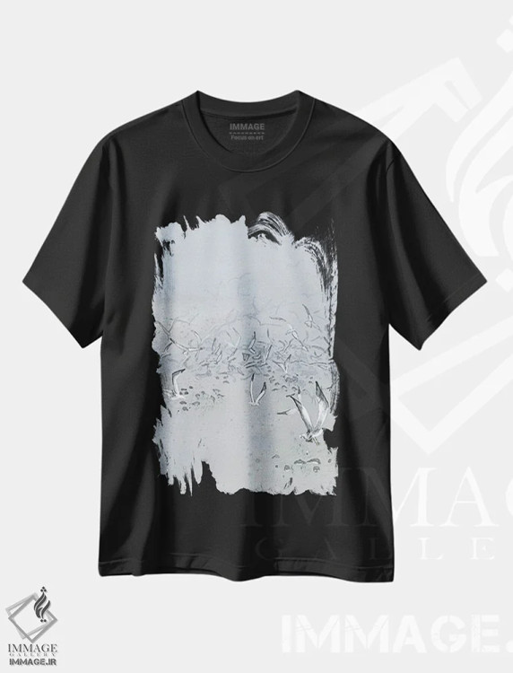 تیشرت مشکی طرح دار – تیشرت هنری ,در محاصره مه اثر مگی واندواله immage.ir