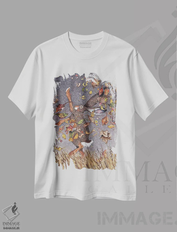 تیشرت سفید طرح دار – تیشرت فانتزی ,رقص شادی اثر مگی واندواله فروشگاه ایماژ