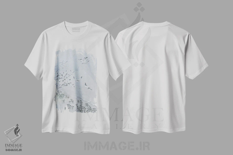 تیشرت سفید طرح دار – تیشرت طبیعت ,در محاصره مه اثر مگی واندواله immage.ir