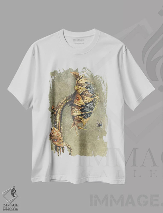 تیشرت سفید طرح دار – تیشرت گل و گیاه ,عنکبوتی آمد اثر مگی واندواله immage.ir