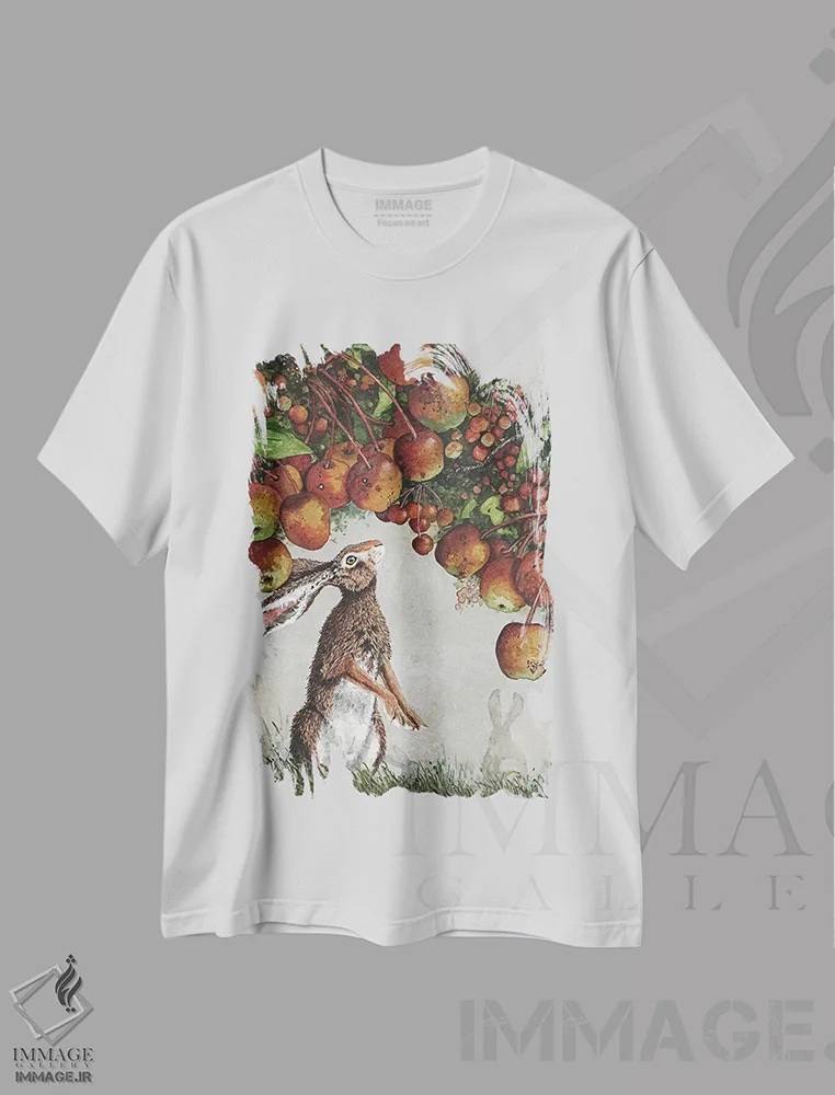 تیشرت سفید طرح دار – تیشرت حیوانات ,فصل های مه آلود و میوه های رسیده اثر مگی واندواله فروشگاه ایماژ