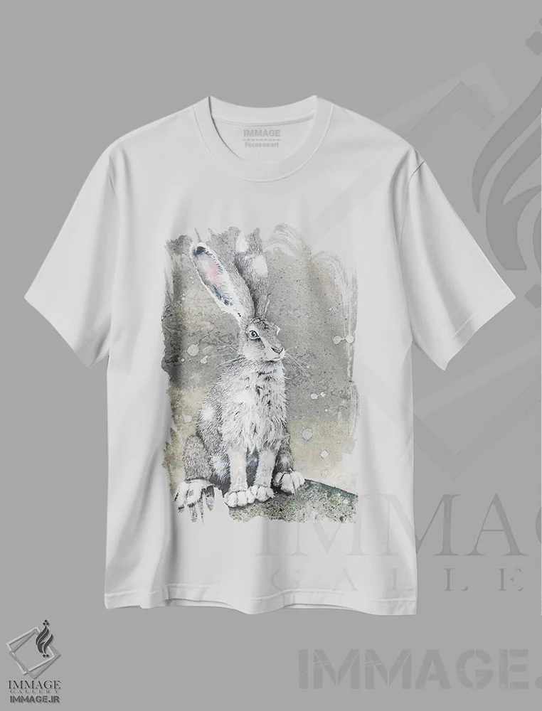 تیشرت سفید طرح دار – تیشرت حیوانات ,نقره ای اثر مگی واندواله immage.ir