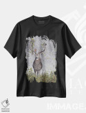 تیشرت مشکی طرح دار – تیشرت طبیعت ,گوزن نر اثر مگی واندواله فروشگاه ایماژ
