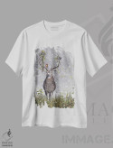 تیشرت سفید طرح دار – تیشرت طبیعت ,گوزن نر اثر مگی واندواله immage.ir
