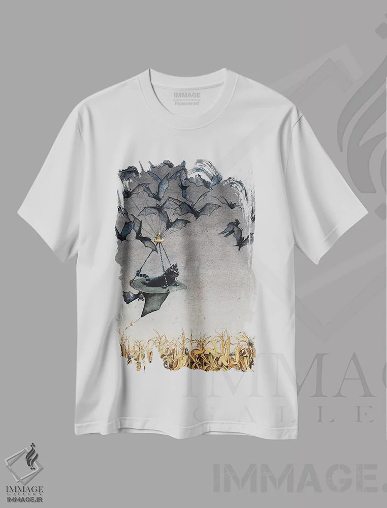 تیشرت سفید طرح دار – تیشرت فانتزی ,تا صبح مستقیم برو اثر مگی واندواله فروشگاه ایماژ