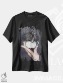 تیشرت مشکی طرح دار – تیشرت فانتزی ,شترمرغ فنجانی اثر مگی واندواله فروشگاه ایماژ