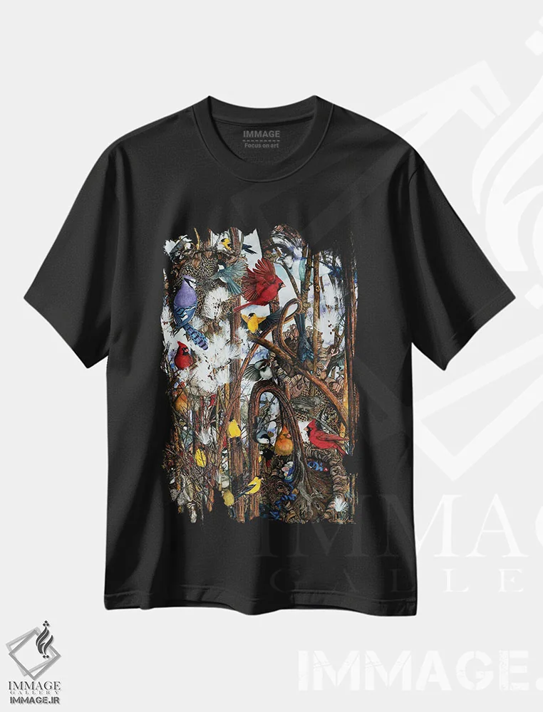 تیشرت مشکی طرح دار – تیشرت طبیعت ,بوته زار متراکم اثر مگی واندواله immage.ir