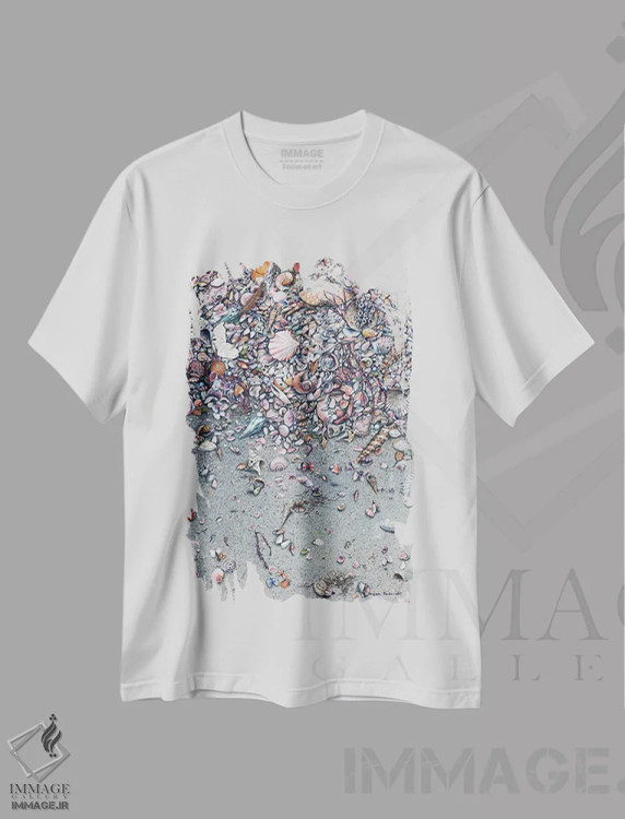 تیشرت سفید طرح دار – تیشرت طبیعت ,زمان و جزر و مد اثر مگی واندواله immage.ir