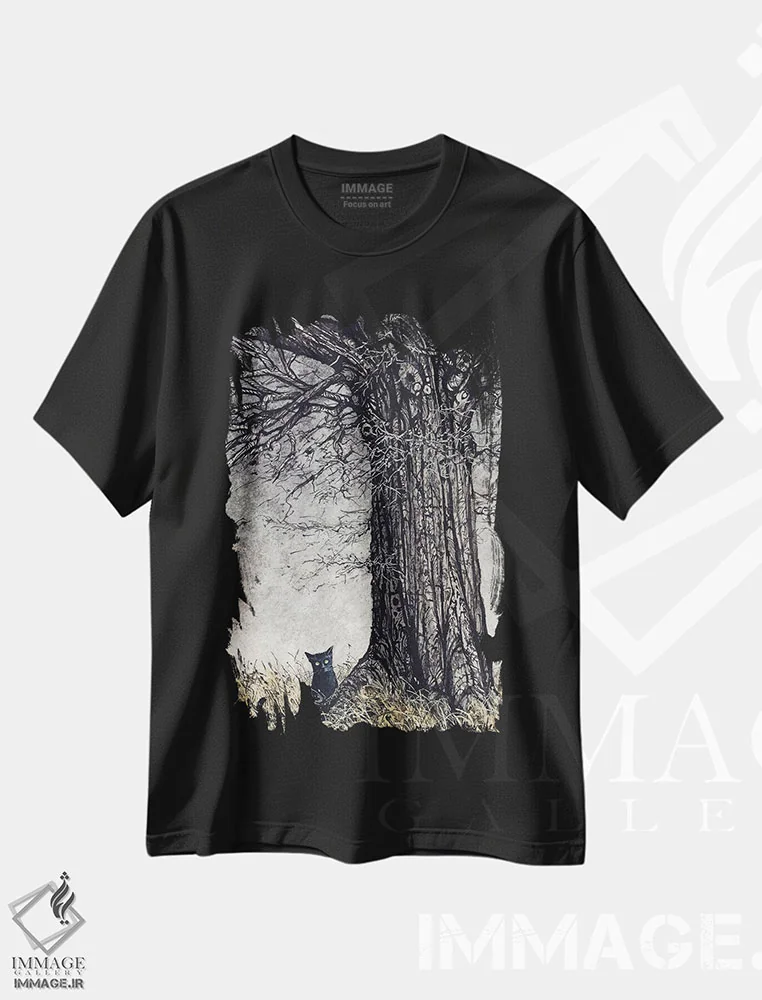تیشرت مشکی طرح دار – تیشرت حیوانات ,موجود وحشی اثر مگی واندواله فروشگاه ایماژ