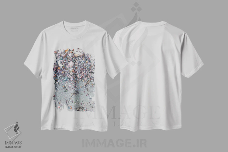 تیشرت سفید طرح دار – تیشرت طبیعت ,زمان و جزر و مد اثر مگی واندواله immage.ir