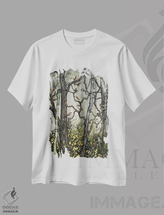 تیشرت سفید طرح دار – تیشرت گیاه نگارانه ,یاس زمستانی اثر مگی واندواله immage.ir
