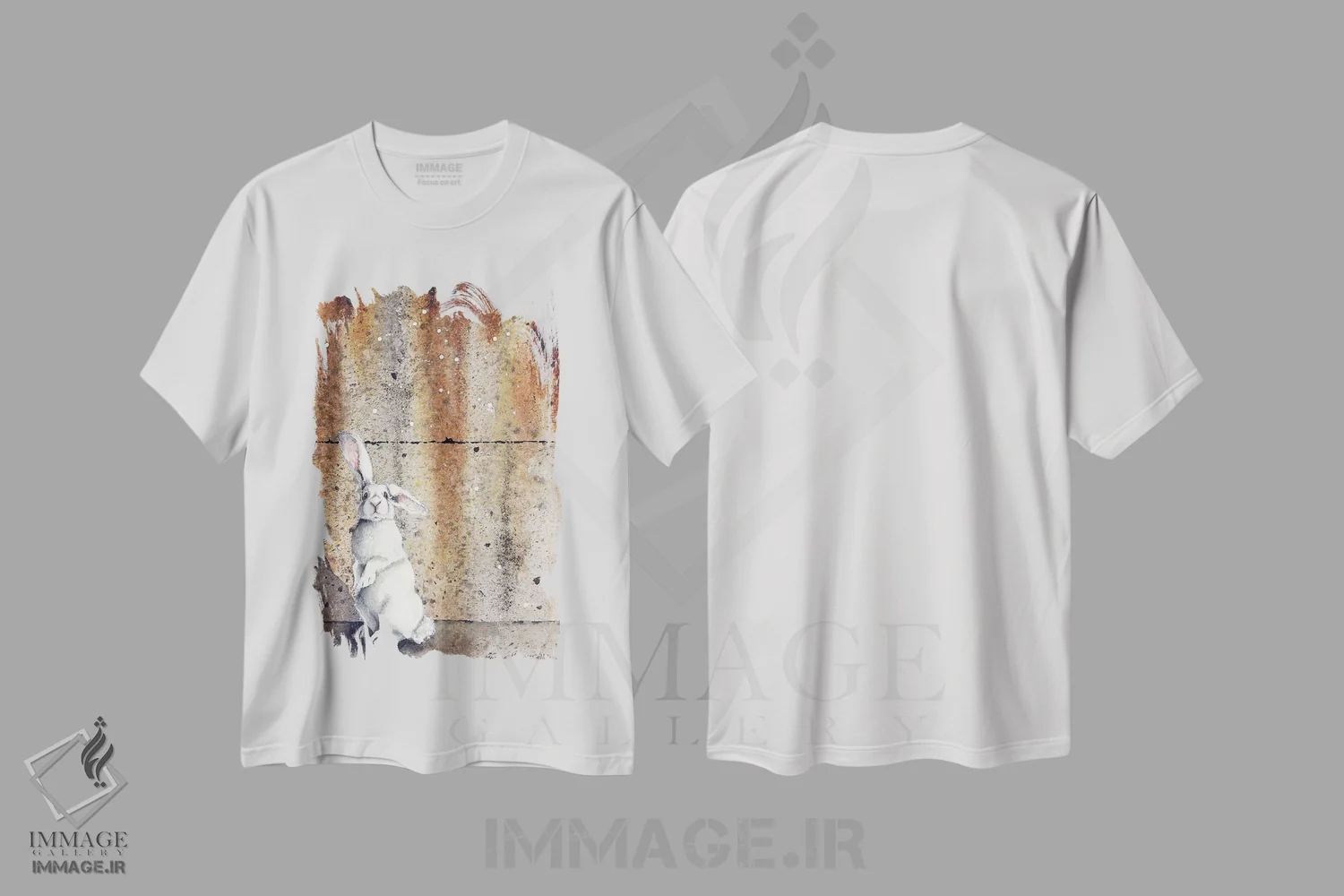 تیشرت سفید طرح دار – تیشرت فانتزی ,خرگوش بتونی اثر مگی واندواله فروشگاه ایماژ