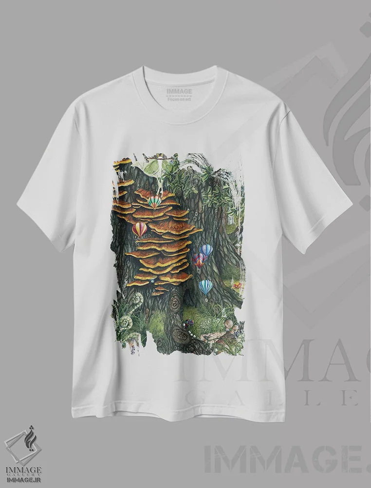 تیشرت سفید طرح دار – تیشرت فانتزی ,مسابقه بالن ها اثر مگی واندواله فروشگاه ایماژ
