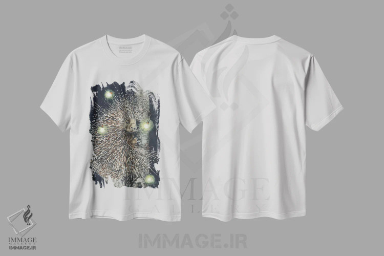 تیشرت سفید طرح دار – تیشرت هنری ,چوب های شب تاب اثر مگی واندواله immage.ir
