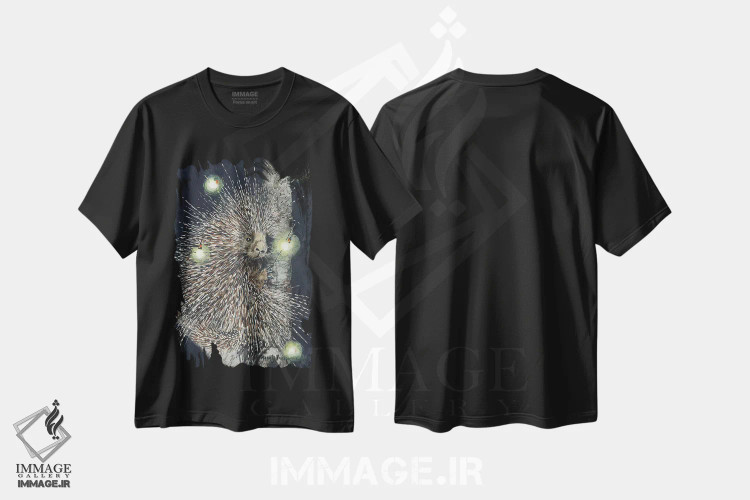 تیشرت مشکی طرح دار – تیشرت هنری ,چوب های شب تاب اثر مگی واندواله فروشگاه ایماژ