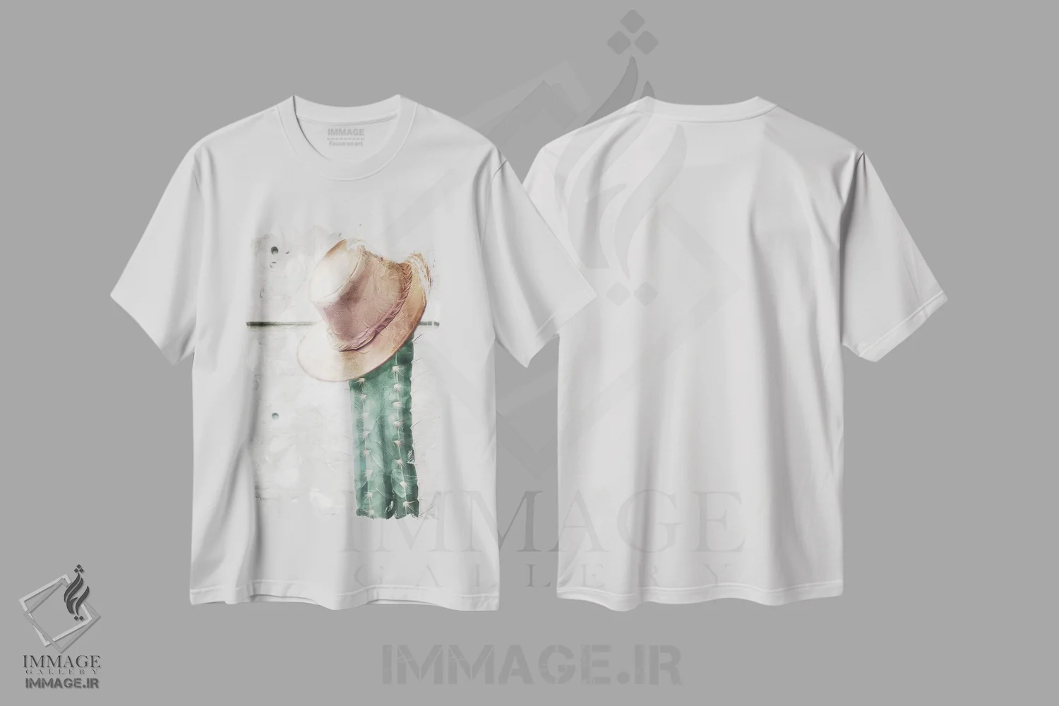 تیشرت سفید طرح دار – تیشرت فانتزی ,کلاه کاکتوس اثر میلی ویلا immage.ir