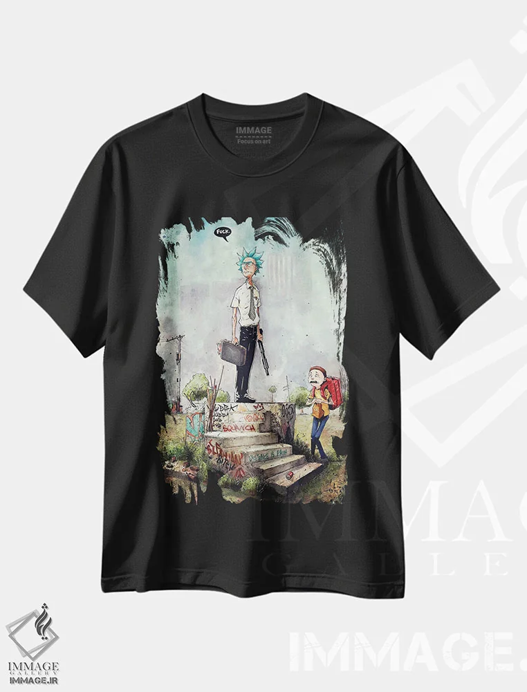 تیشرت مشکی طرح دار – تیشرت گیمینگ ,ریک سانچز در فیلم سقوط اثر مارسلو ونتورا immage.ir